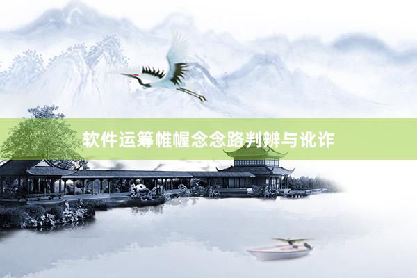 软件运筹帷幄念念路判辨与讹诈